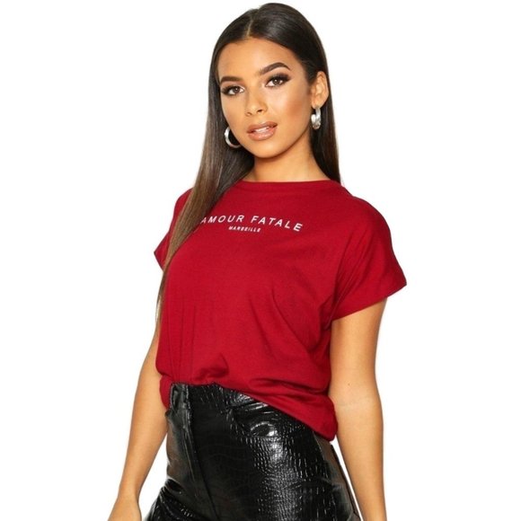 Boohoo Amour Fatale Graphic Tee Red - Picture 3 of 8